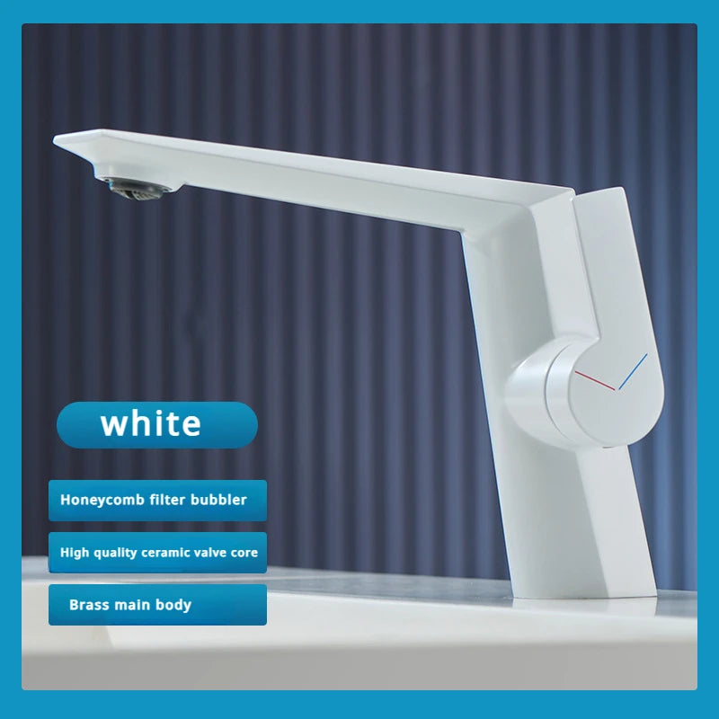 Brass Main Sink Faucet White Bathroom Cold Sink