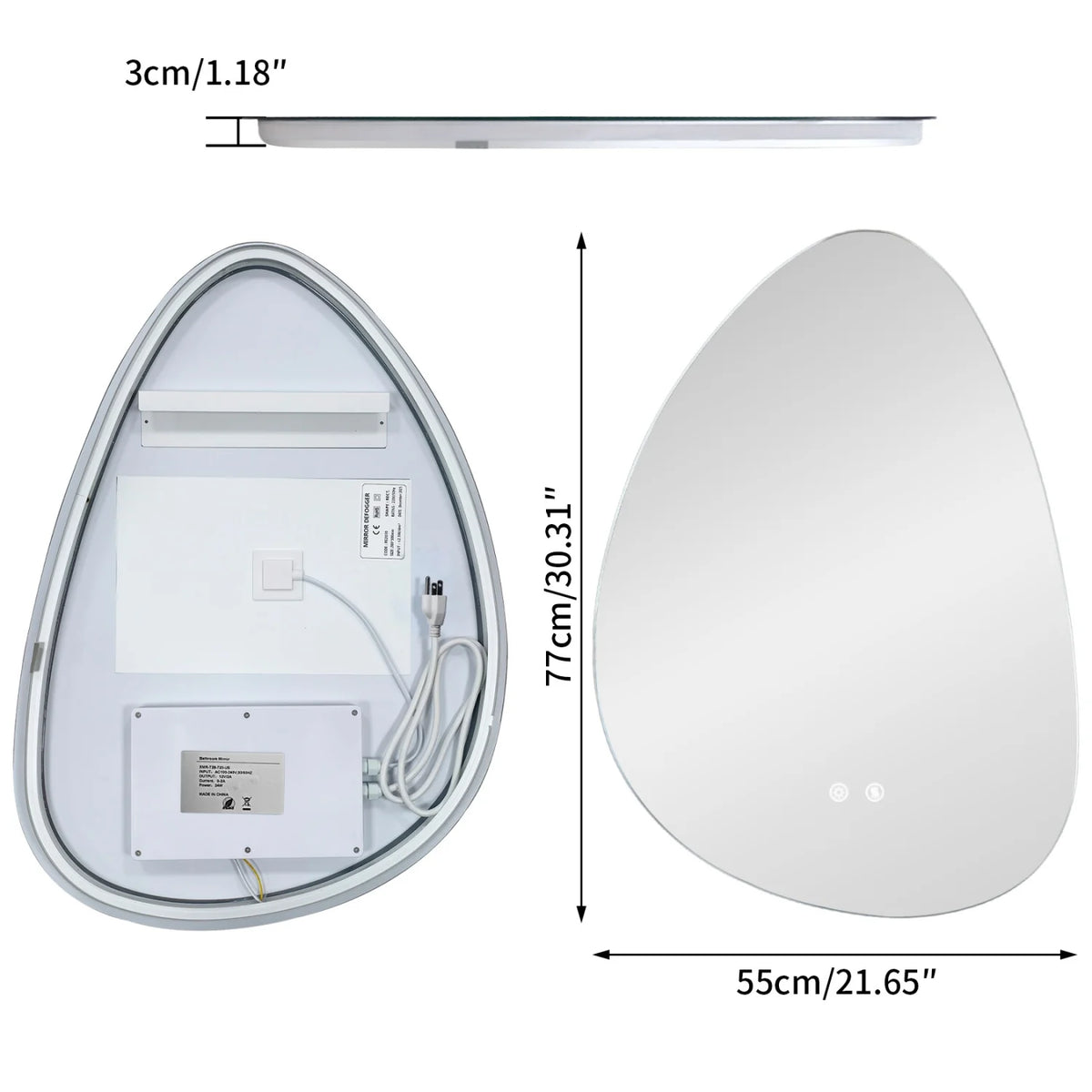 70/77cm Irregular Illuminated Led Bathroom Mirror Makeup Vanity