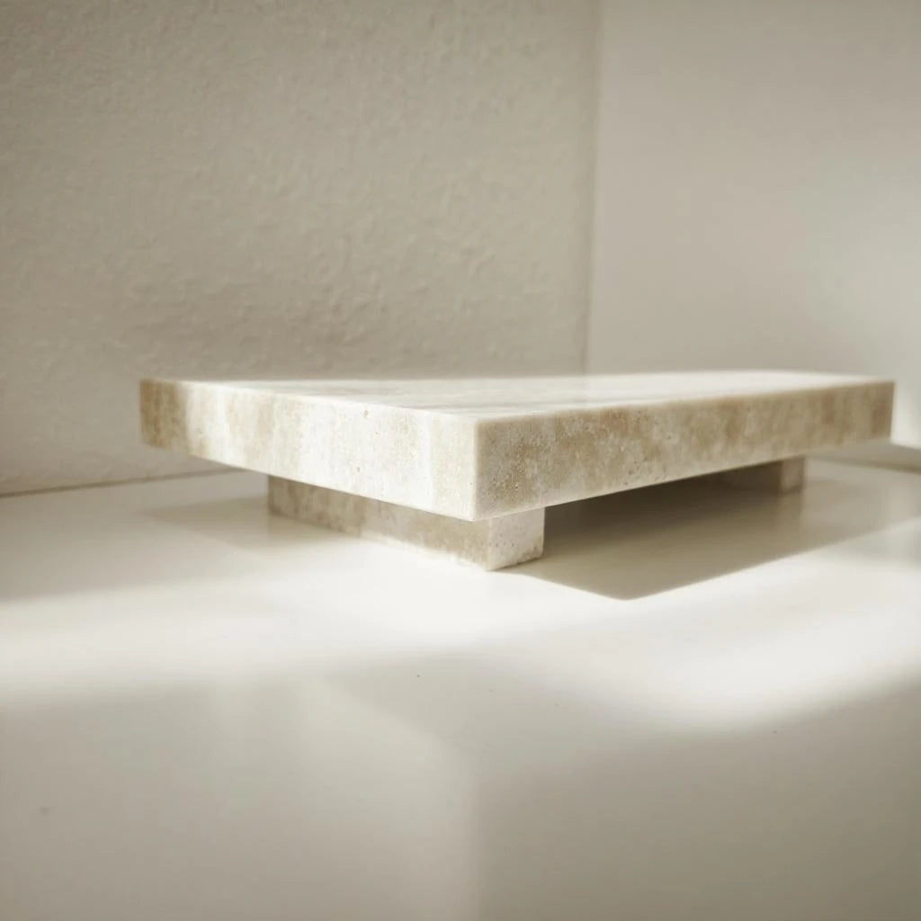 Natural Marble Pedestal Stand Versatile Soap Jewelry Tray