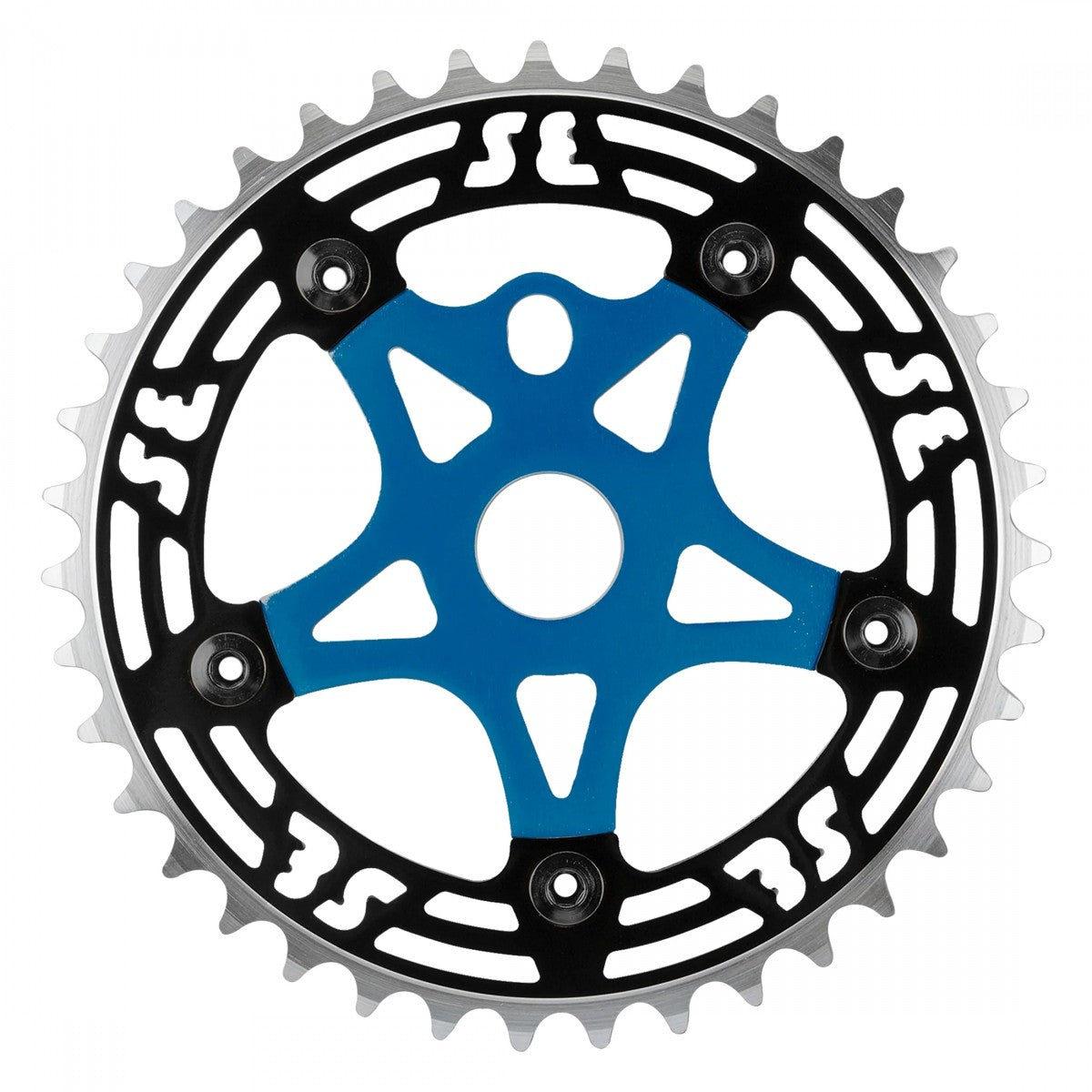 39T One Piece Chainring & Spider 1pc 1/2 x 1/8 Aluminum Black/Blue 1