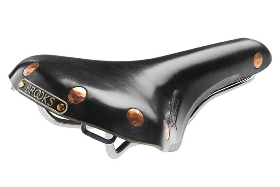 Brooks Swift Leather Road Bicycle Saddle Black w/ Chrome Rails & Copper Rivets 1