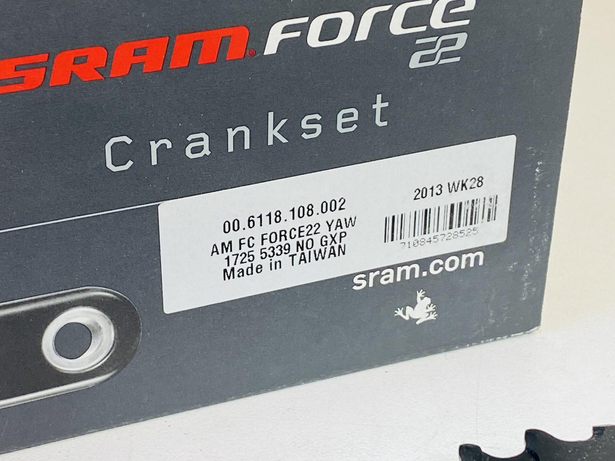 SRAM Force 22 Carbon Fiber 2x11s 172.5mm GXP Crankset 53/39t NOS w/o BB 8