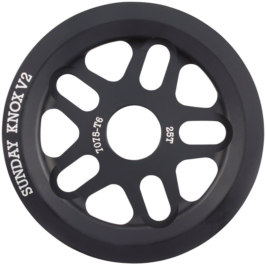 Sunday Knox V2 Sprocket - 25t, Black Chainring w/ Guard BMX Bike 1