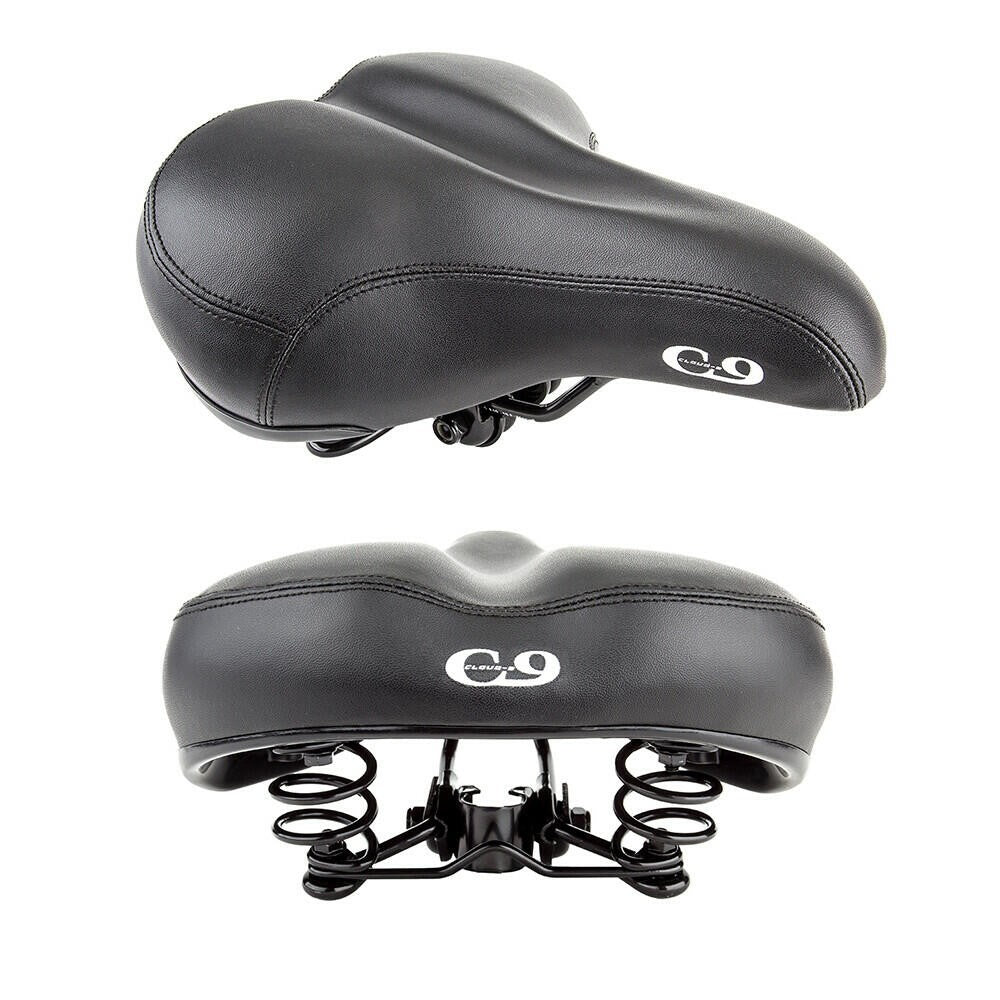Sunlite Bicycle Cloud-9 Cruiser Gel Plus Suspension Saddle Black Stitched Cover 1