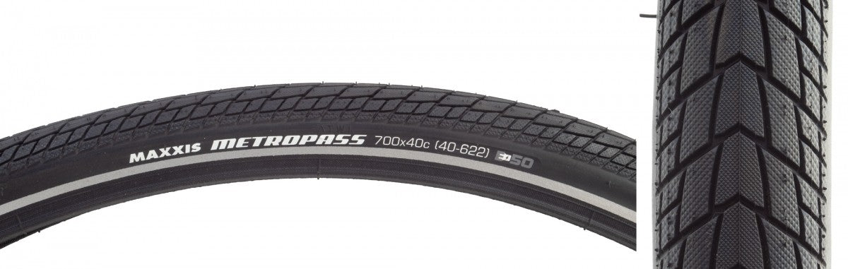 Maxxis Metropass 700x40 Wire Black Tire 4S/E50 Reflective Sidewall 1