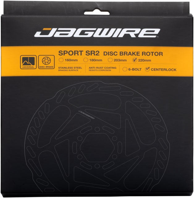 Jagwire Sport SR2 Disc Brake Rotor 220mm Center Lock Lockring 2.0mm 3
