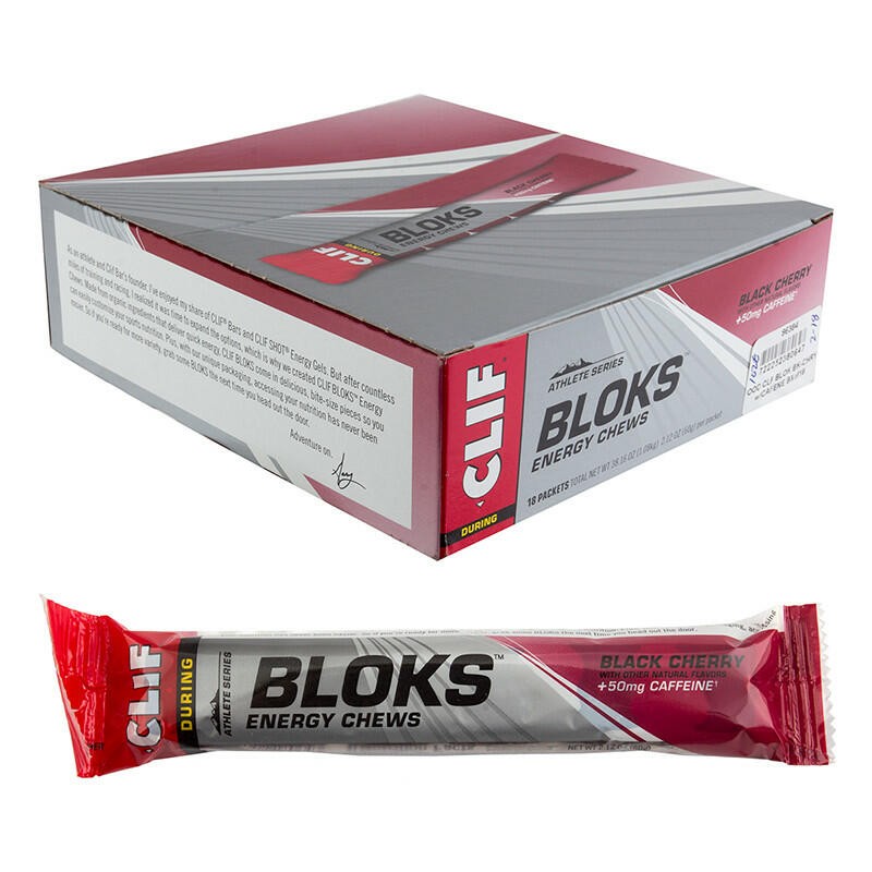 Clif Bar Shot Bloks Energy Chews Black Cherry w/ 50mg Caffeine Box of 18 1