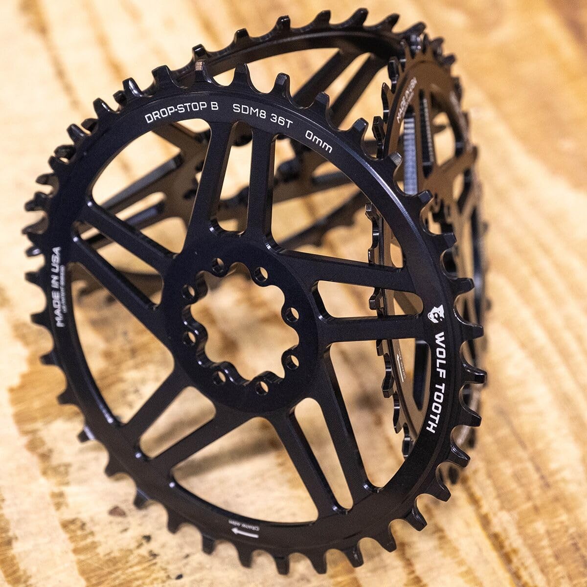 Wolf Tooth Direct Mount Chainring 36T Drop-Stop B SRAM 8-Bolt, 3mm Offset, Black 2