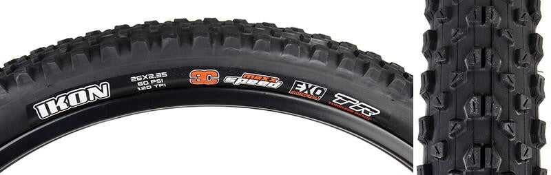 Maxxis Ikon 3C/EXO/TR Tire Max Ikon 26x2.35 Bk Fold/120 3c/exo/tr 1