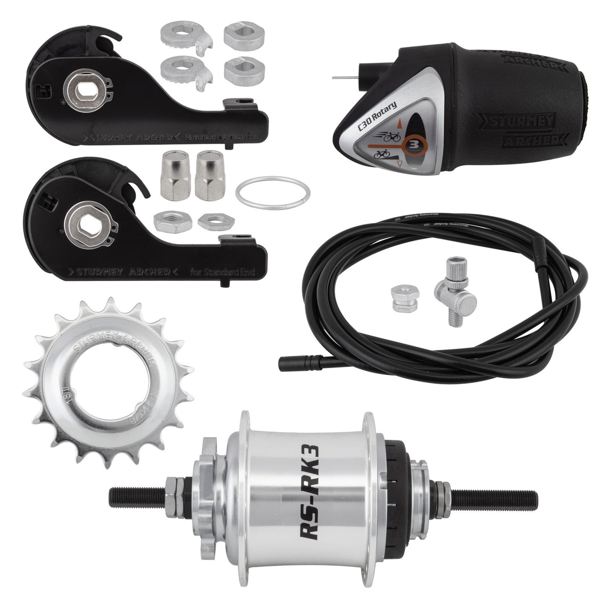 Sturmey Archer RS-RK3 3 Speed Hub: 32H, 135OLD, 6-Bolt Disc, Silver 1
