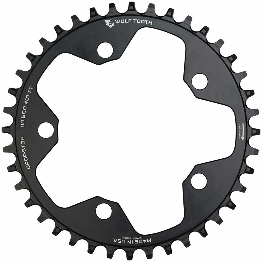Wolf Tooth Components 5x110BCD CX/Road (Flat Top) Chainring, 34T - Blk 1