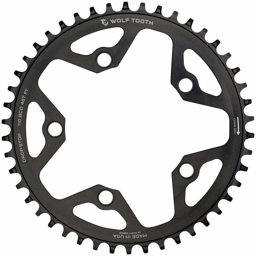 Wolf Tooth Components 5x110BCD CX/Road (Flat Top) Chainring, 44T - Blk 1