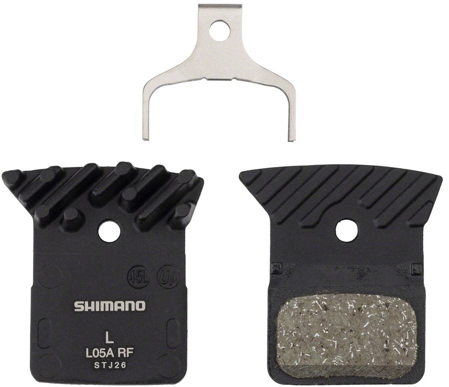 Shimano L05A-RF Disc Brake Pad and Spring - Resin Compound, Finned Alloy Back 2