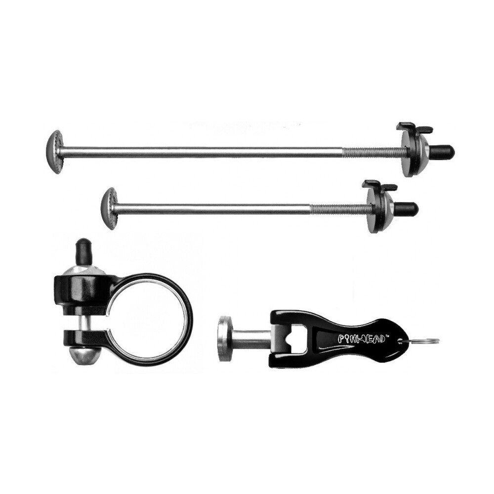 Pinhead Bicycle 3-Pack Locking Set Quick Release Wheel Skewers & Seatpost Collar 1