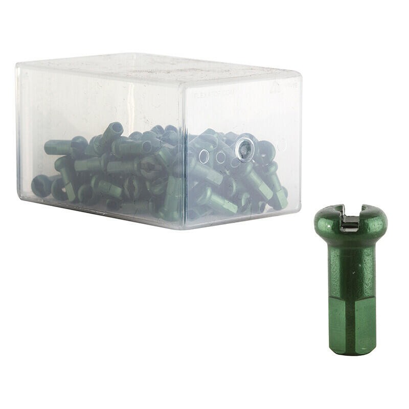 DT Swiss Alloy Spoke Nipples 2.0 x 12mm Green Box of 100 1
