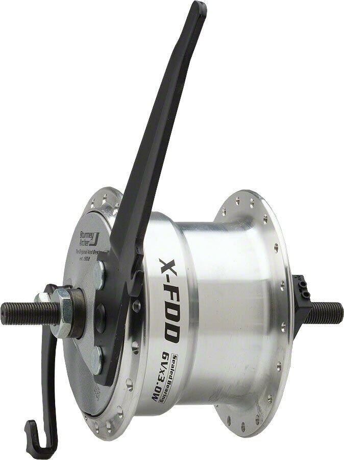 Sturmey Archer X-FDD Dynamo 3.0 Front Hub + 70mm Drum Brake 36-Hole Silver 1