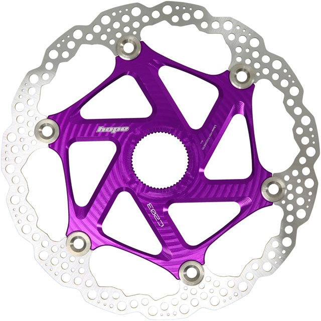 Hope MTB Floating Centre-Lock Disc Brake Rotor - 203mm, Center-Lock, Purple 1