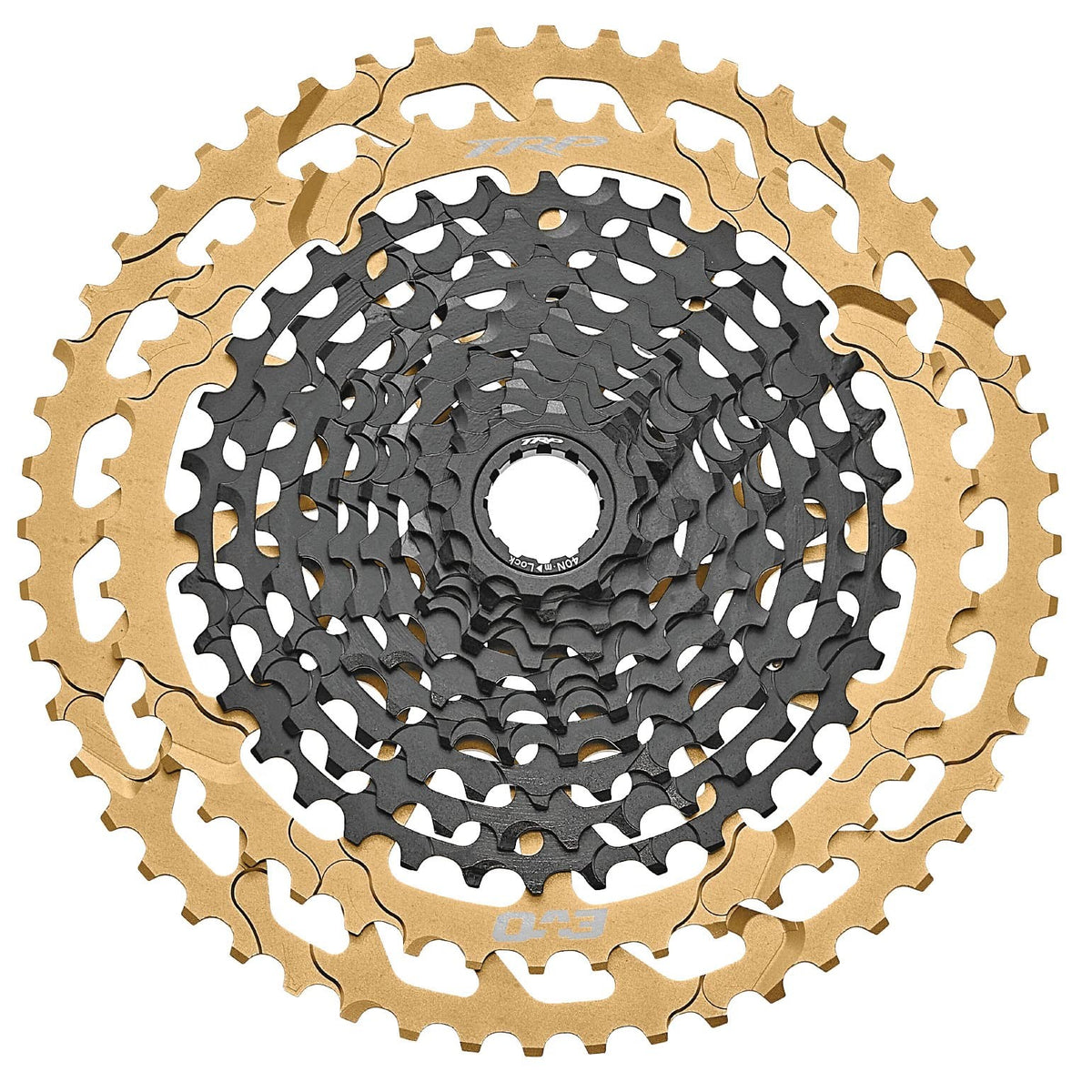TRP EVO 12 Bike Cassette, 12-Speed, MicroSpline Compatible, Black/Gold 1
