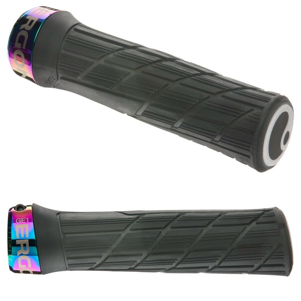 Ergon GE1 Evo Factory Lock-On Grips, Slim 30mm - Frozen Stealth Black/Oil Slick 1
