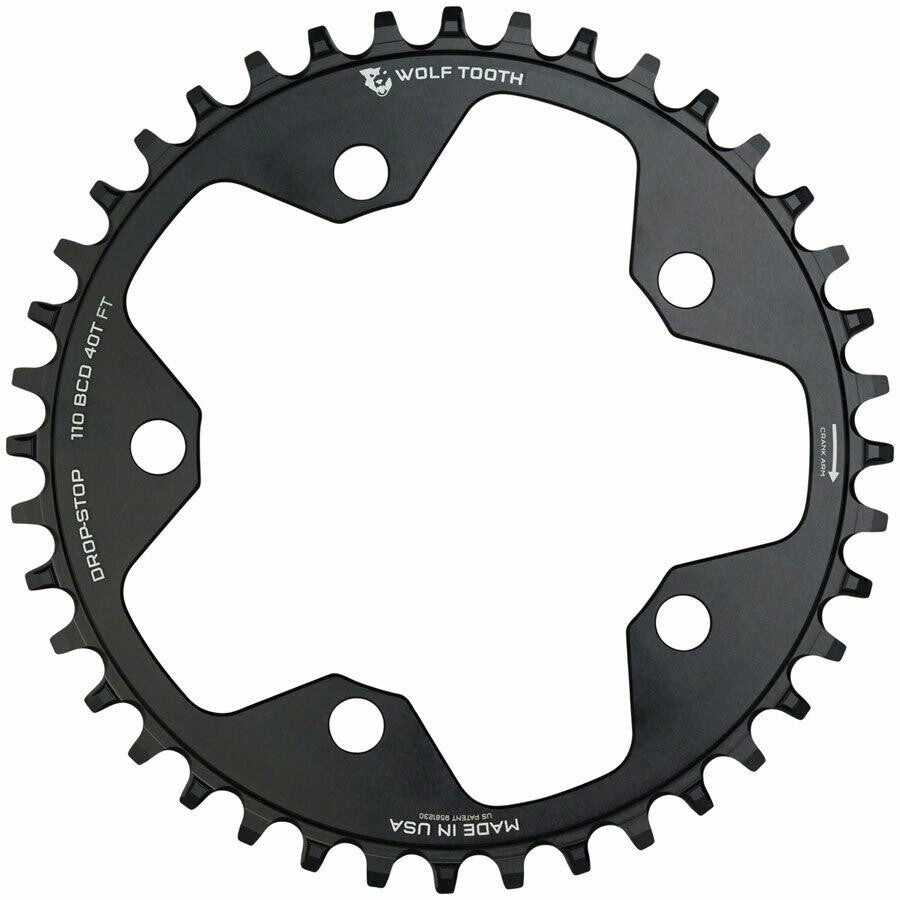 Wolf Tooth Components 5x110BCD CX/Road (Flat Top) Chainring, 40T - Blk 1