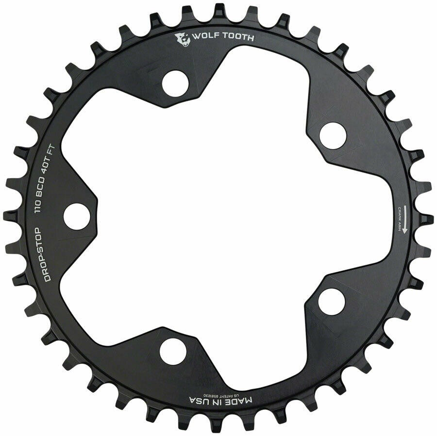 Wolf Tooth Components 5x110BCD CX/Road (Flat Top) Chainring, 38T - Blk 1