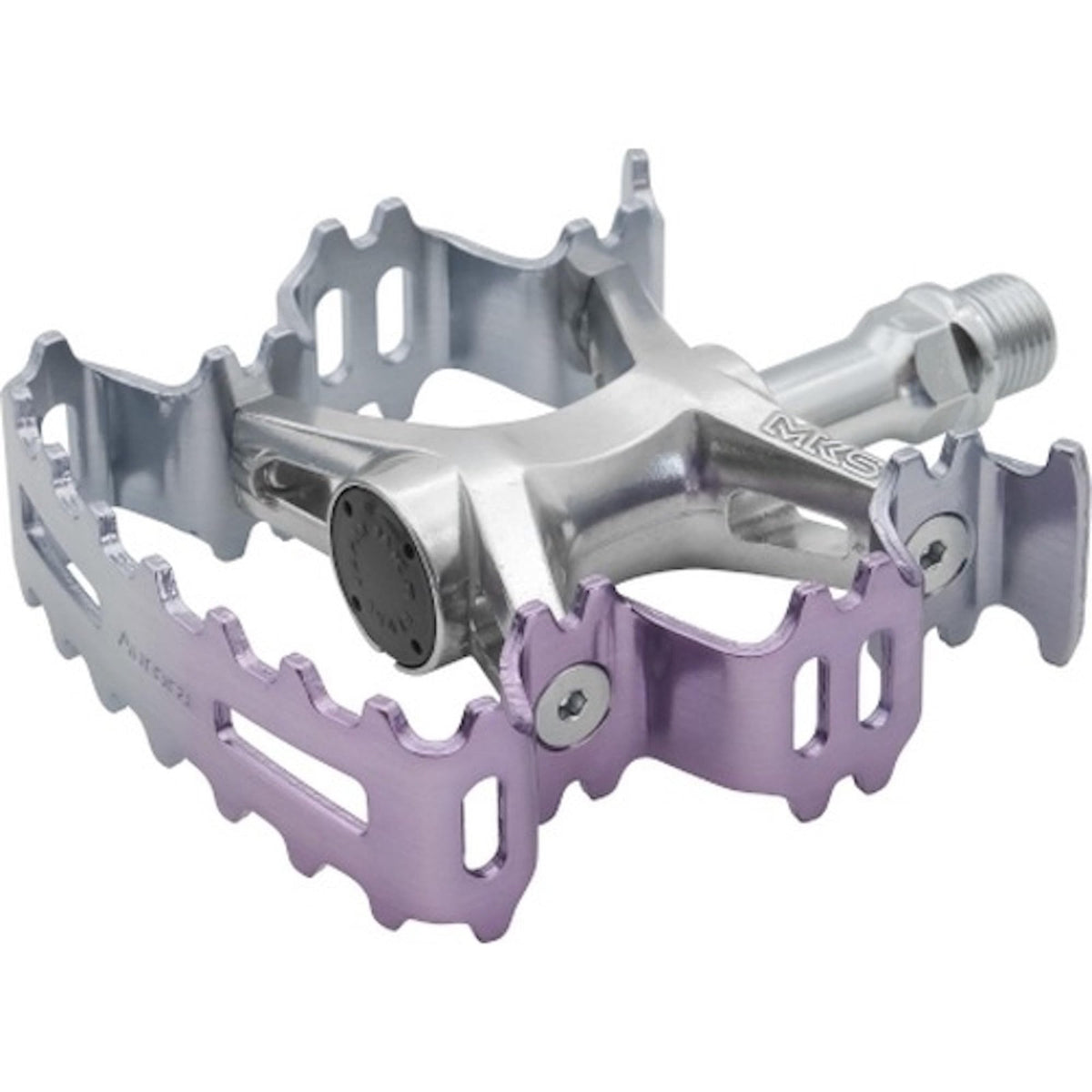 MKS Japan Aurora Alloy Road/Mountain Platform Pedals 9/16", Aurora Purple/Silver 1