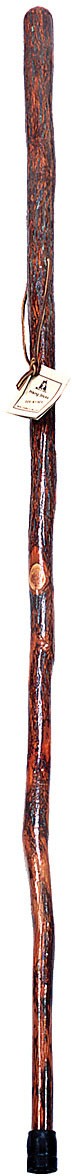Handcrafted 54" Hickory Hiking Stick with Leather Strap and Rubber Tip 1