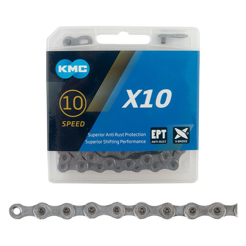 KMC X10 EPT Anti-Rust Chain 116L Silver 10-Speed Road Mountain MTB EcoProTeq 1