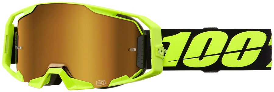 100% ARmatic Goggles - Black/Neon Yellow, Mirror True Gold Lens 1