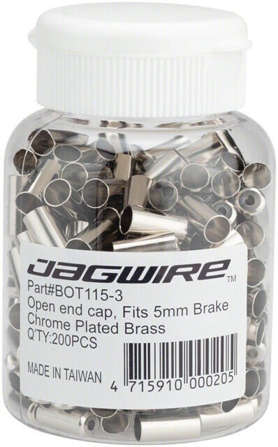 Jagwire 5mm Open End Caps Bottle of 200 Chrome Plated 1