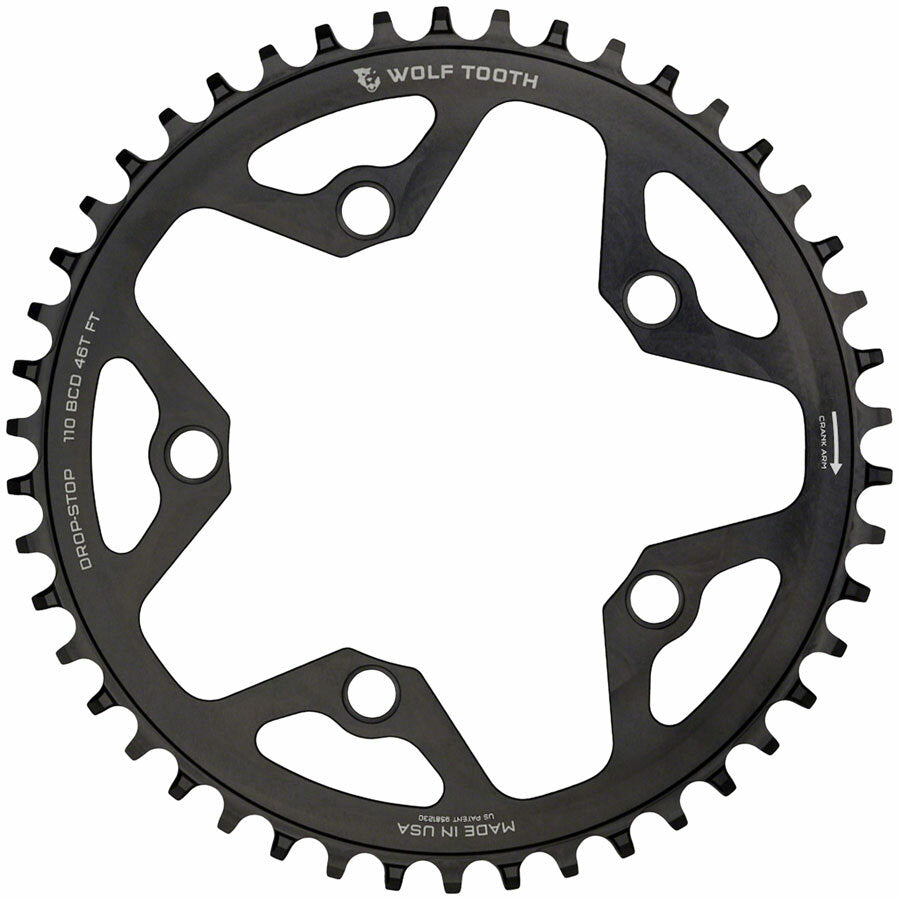 Wolf Tooth Components 5x110BCD CX/Road (Flat Top) Chainring, 42T - Blk 1