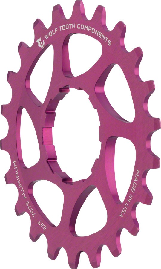 Wolf Tooth Single Speed Aluminum Cog: 22T, Compatible with 3/32" Chains, Purple 1