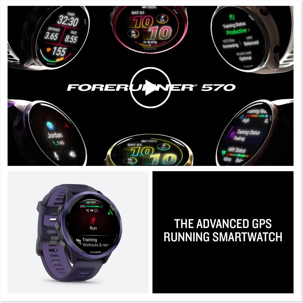 Garmin Forerunner 570 Watch 47mm Indigo/Translucent Imperial Purple Silicone 8