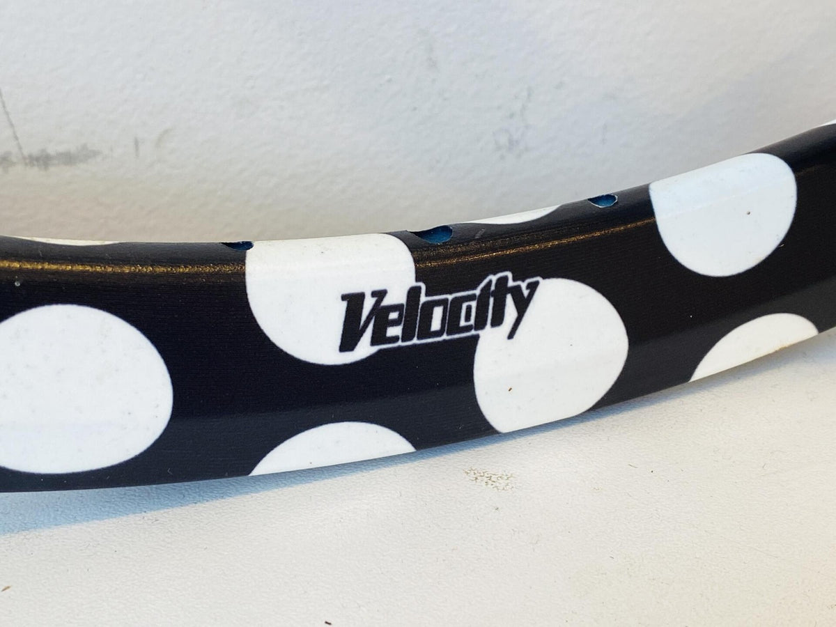 Velocity Deep-V 700c Rim Set 32h Black/White Polka Dot Vinyl NMSW Made in AU 4