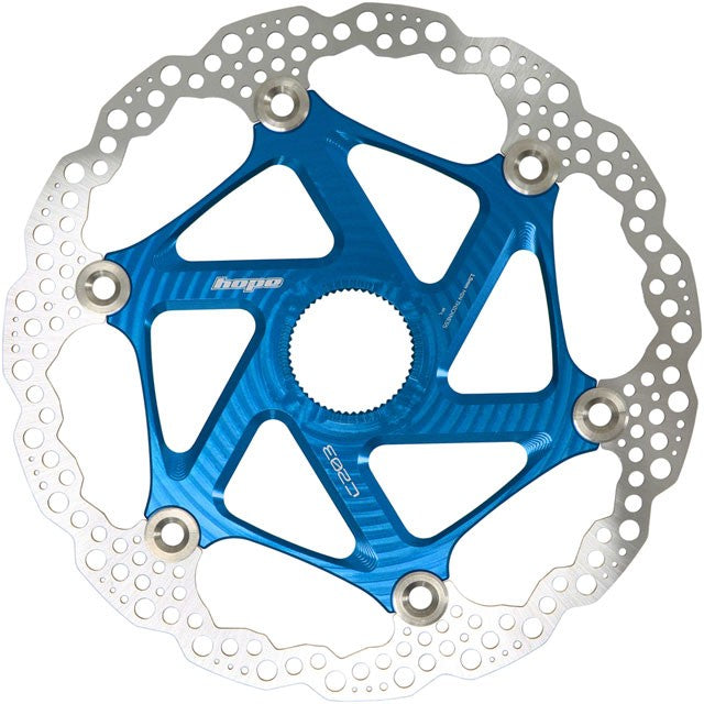 Hope MTB Floating Centre-Lock Disc Brake Rotor - 203mm, Center-Lock, Blue 1