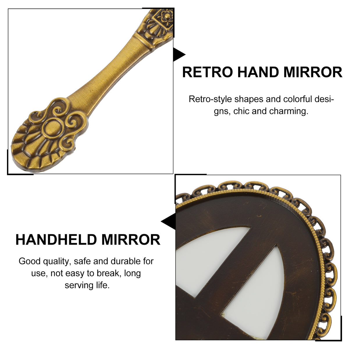 Zinc Alloy Handheld Compact Mirror Makeup Mirror Handle