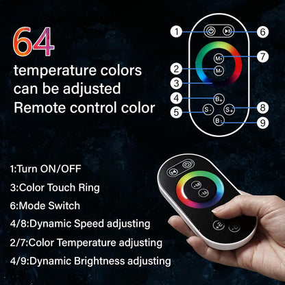 Black Led Thermostatic Bathroom Shower Faucet Rain Waterfall