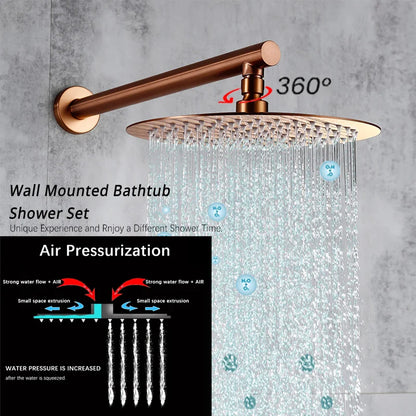 Rainfall Shower Rose Gold Wall Mounted Bathroom Shower