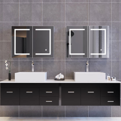 Rosahqnda Anti-Fog Bathroom Mirror Cabinet Led Lighting Height