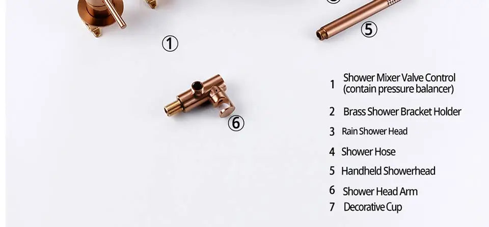 Rainfall Shower Rose Gold Wall Mounted Bathroom Shower
