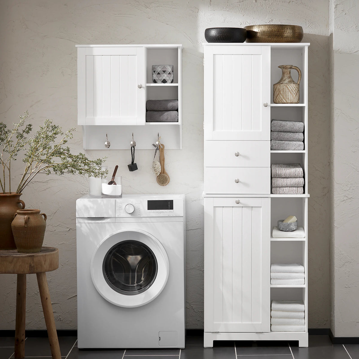 Sobuy Bzr104 High Wardrobe Fold-Out Bathroom Wardrobe Narrow