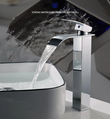 Luxury Black White Gold Waterfall Faucet Cold Pipe