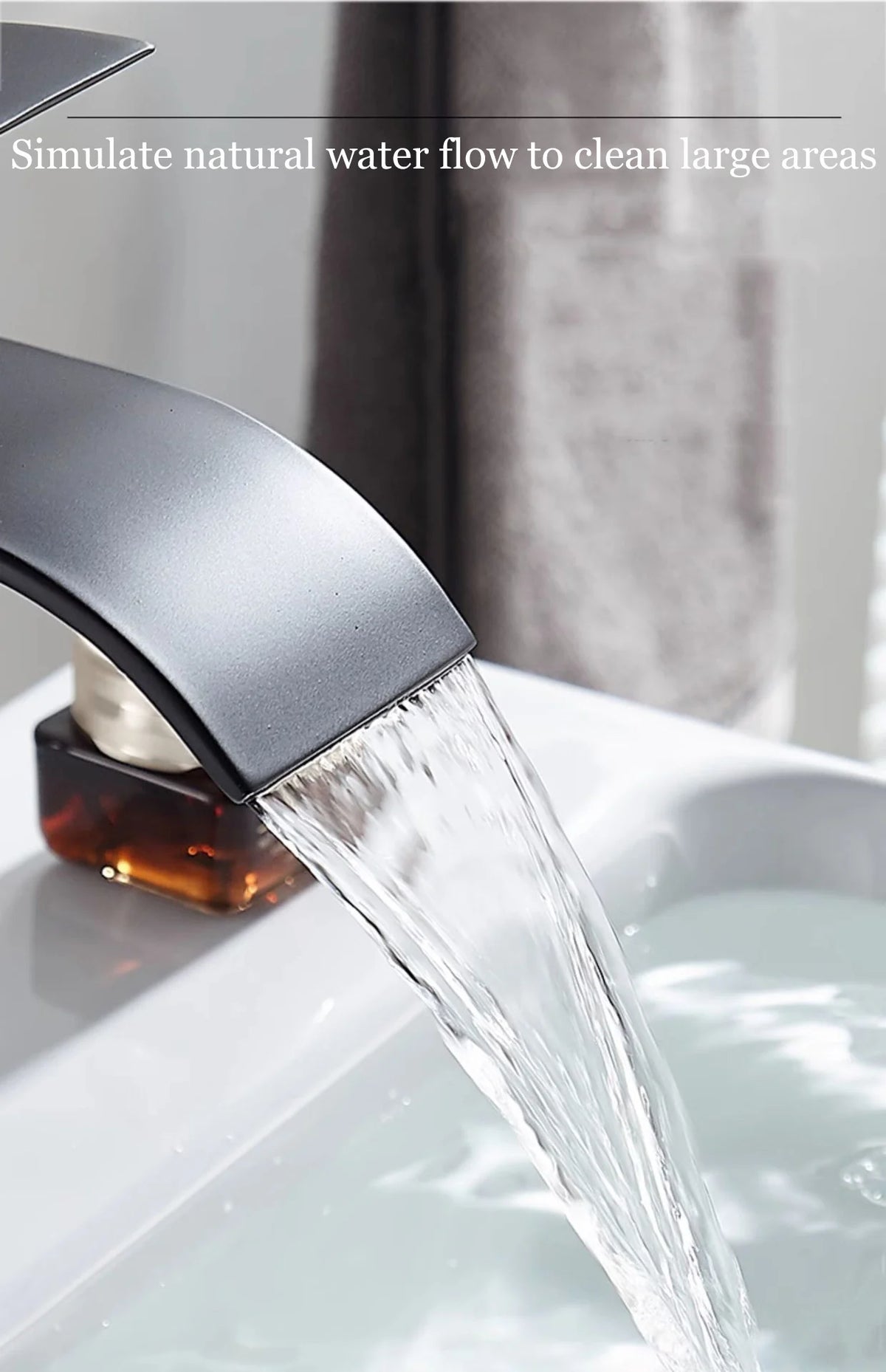 Luxury Black White Gold Waterfall Faucet Cold Pipe
