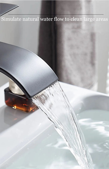 Luxury Black White Gold Waterfall Faucet Cold Pipe