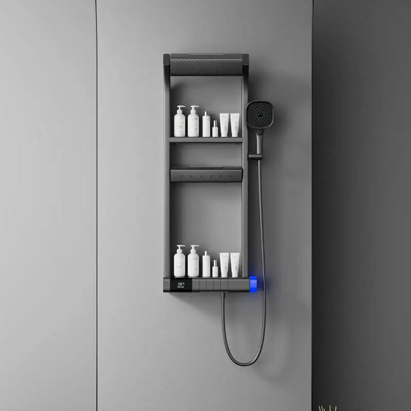 Black Multi-Function Shower System Bathroom Wall Mounted