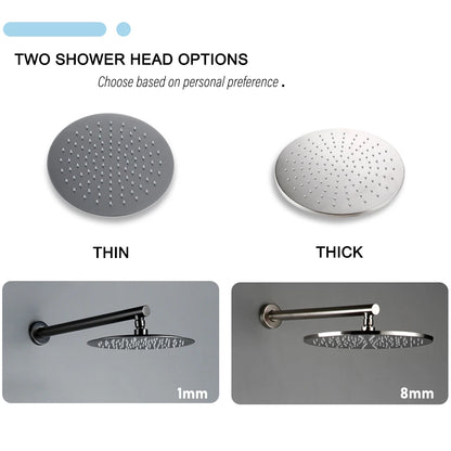 Black Bathroom Shower Faucet Wall Mount Rainfall Shower