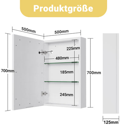 Rosahqnda Anti-Fog Bathroom Mirror Cabinet Led Lighting Height