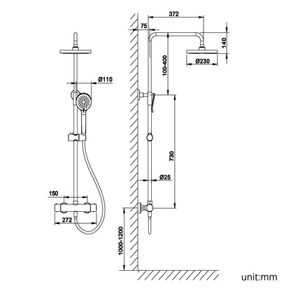 Cecipa Shower Column 304 Stainless Steel Thermostatic Shower