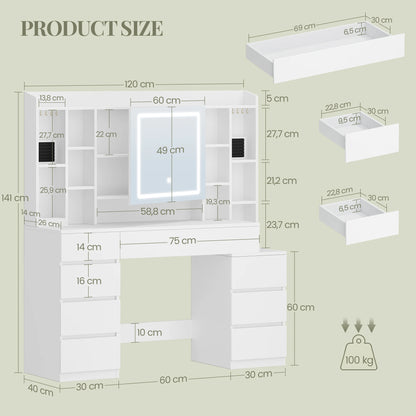 120 Cm Dressing Table Mirror Large Mirror Vanity