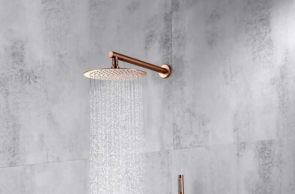 Rainfall Shower Rose Gold Wall Mounted Bathroom Shower